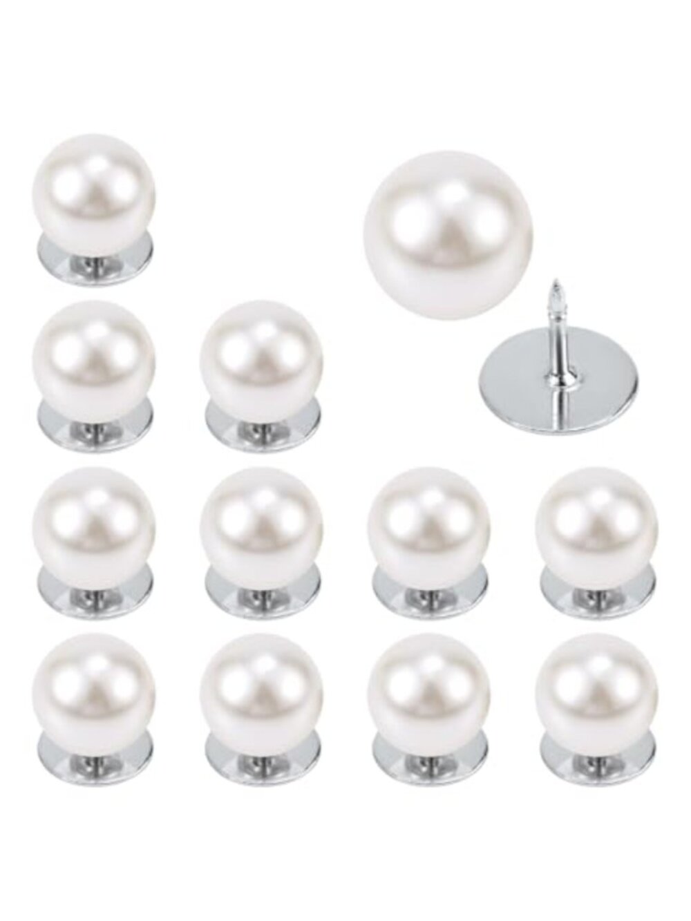 No Sew Pearl Buttons 12 Sets Brooch Pins for Clothes Reusable Shirt Sweater